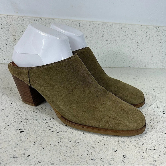 Natalia Blanco Mules Block Heels Almond Toe Slip On Style​ - Picture 1 of 8